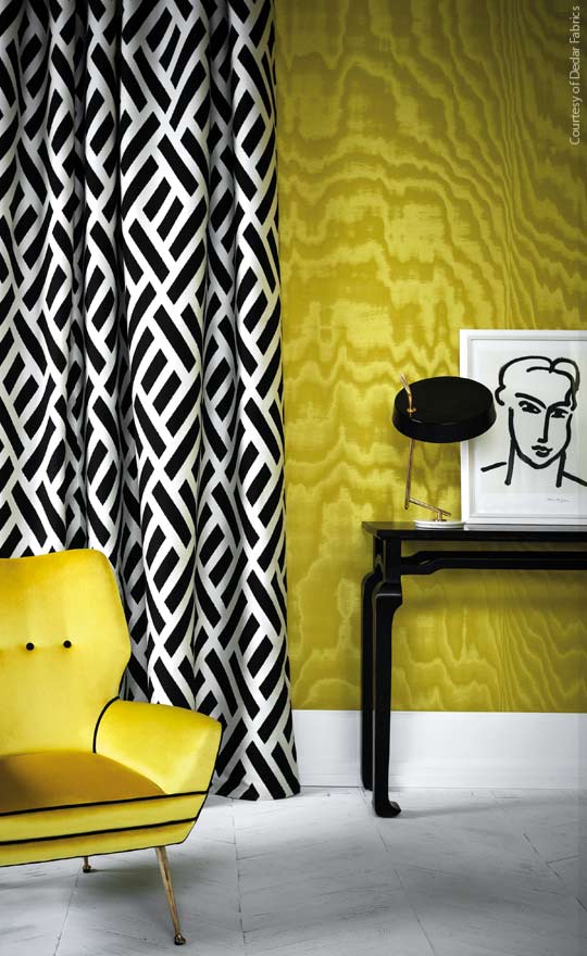 Interior Design services, Dublin. Yellow and monochrome interior by Maria Fenlon