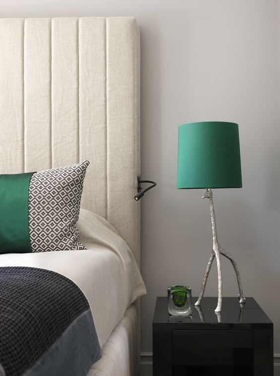 Bedroom design - green accents. Maria Fenlon interior design